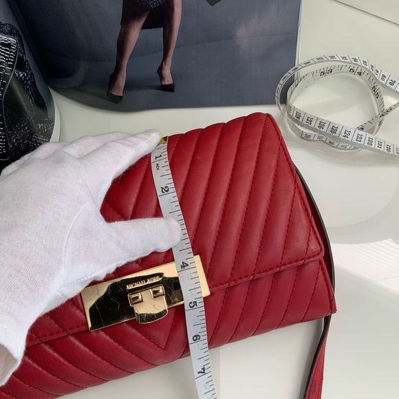 Michael Kors Quilted Red Leather Crossbody Bag - Picture 9 of 10